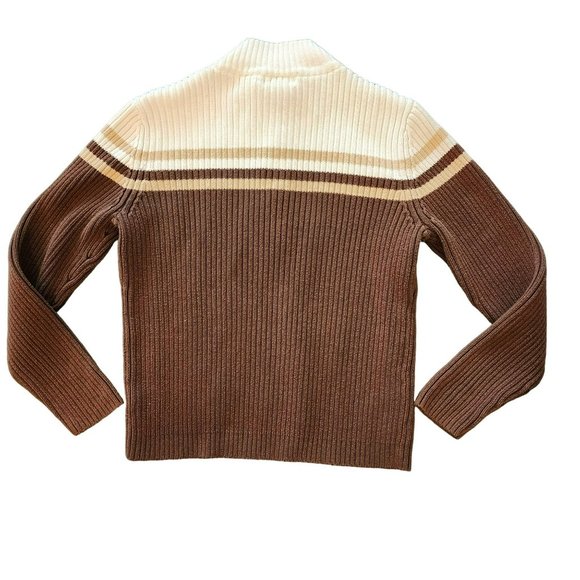 St John's Bay Striped Sweater Size Large Brown Cream - Picture 7 of 14